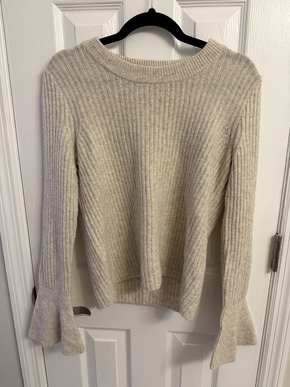 Madewell Oatmeal Ribbed Bell Sleeve Sweater Size M